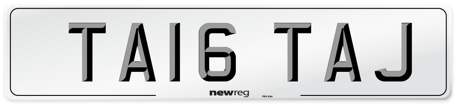 TA16 TAJ Number Plate from New Reg